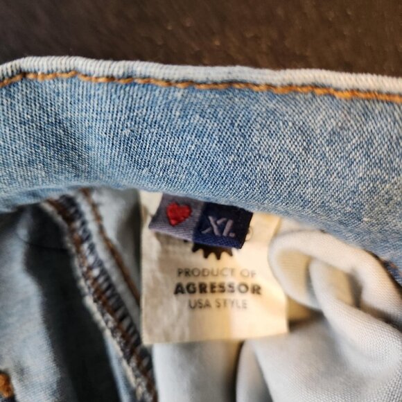 Agressor Denim Skirt Women Blue Maxi Modest Jean Vintage 90's 80s Button Up XL - Picture 12 of 15